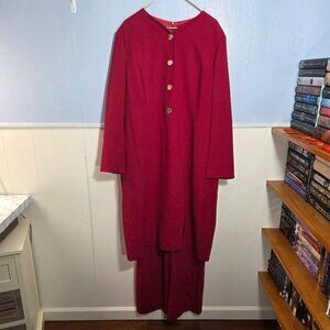 Ashro 22 Red Sleeveless Pants Jumpsuit With Matching Long Lightweight Jacket